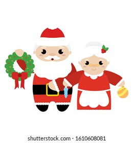 Santa Claus and mrs Claus. Christmas characters - Vector illustration design