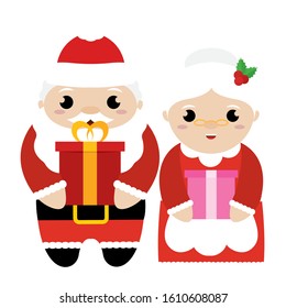 Santa Claus and mrs Claus. Christmas characters - Vector illustration design