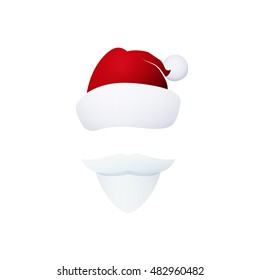 Santa Claus Mustache and Hat without a Face,  Vector Illustration