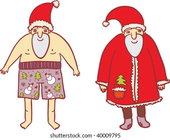 Santa Claus Naked And Clothed