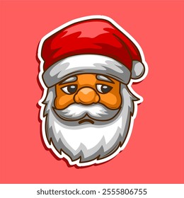 santa claus nervous expression red hat vector illustration