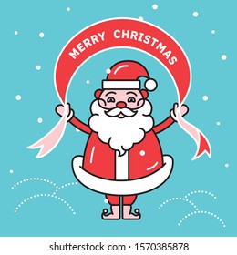 Santa Claus. New Year. Christmas. Symbol for your infographics web site design, logo, app, UI. Editable stroke. Vector illustration, EPS10. 