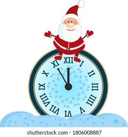 Papá Noel y el reloj de Año Nuevo
