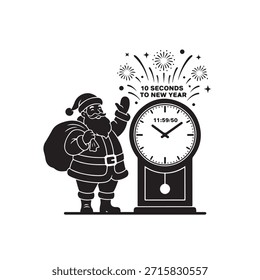 Vector de celebración del reloj de cuenta regresiva del año Nuevo de Santa Claus