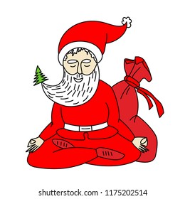 Santa Claus New Year's character, festive mood. Congratulations on a white background, for design of cards, stickers, prints. Vector.