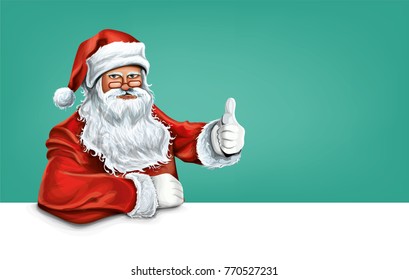 Santa Claus. New Year's character. Celebratory background.
