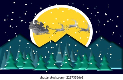 Santa Claus in the night.Vector image.
