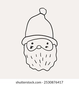 Papá Noel, Noel, Navidades del Padre 2. Navidades dibujadas a mano caprichosos iconos de arte de línea 2. Clipart de Navidad, Ilustraciones vectoriales, dibujado a mano doodle iconos, dibujo de estilo peculiar