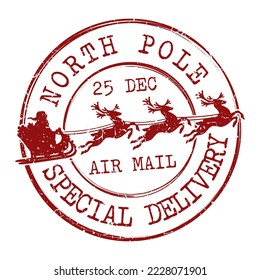 Santa Claus North Pole Quality Original Stamp. Christmas Design Vector Art Round Seal Postmark.