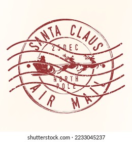 Santa Claus North Pole Quality Original Stamp. Christmas Design Vector Art Round Seal Postmark.