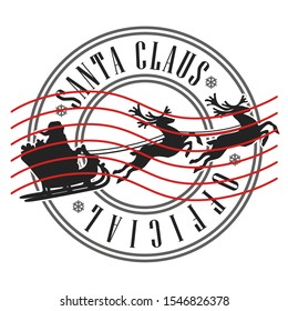 Santa Claus North Pole Stamp. Mail Santa Claus Vector. Sign Round Design  Old Style. Christmas Children and Kids Symbol.