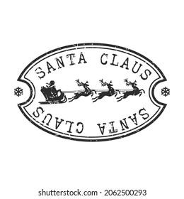 Santa Claus North Pole Stamp. Mail Christmas Vector. Sign Round Design  Old Style. Holiday Children and Kids Symbol.