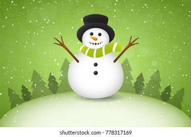 Santa Claus on background with Christmas trees and snow. Vector.