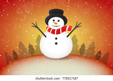 Santa Claus on background with Christmas trees and snow. Vector.