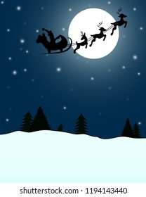 Santa Claus on a background of the full moon