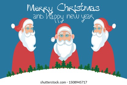 Santa Claus on a blue background. Merry Christmas and Happy New Year.