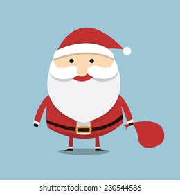 Santa claus on blue background. Vector illustration for retro christmas card.