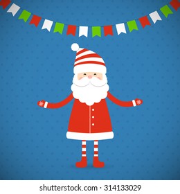 Santa Claus on a blue background. Vector illustration.