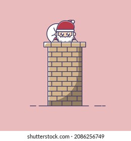 santa claus is on the chimney