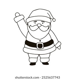 Santa claus on christmas day. outline drawing book kids
