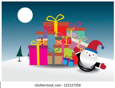 Santa Claus on Christmas tree background