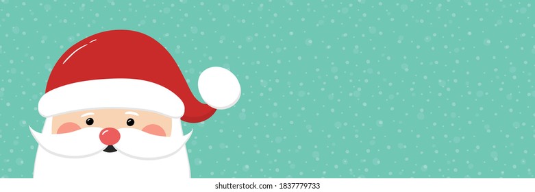 Santa Claus on empty background with snowflakes. Christmas banner. Vector