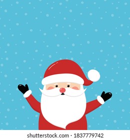 Santa Claus on empty background with snowflakes. Christmas decoration. Vector