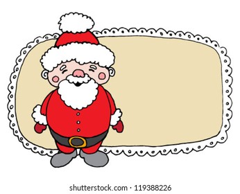 Santa claus on frame background. Vector illustration for retro christmas card.