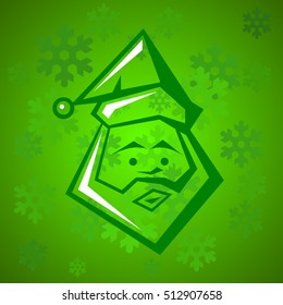 Santa Claus on green background. New year card