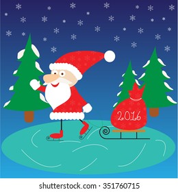 Santa Claus on ice skates