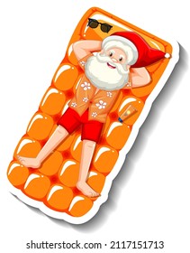 Santa Claus on inflatable pool float illustration