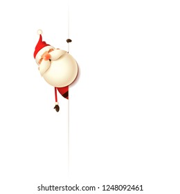 Santa Claus on left side of billboard - isolated white background