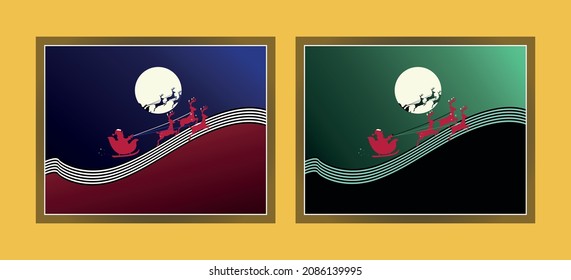 Santa Claus on a mysterious path in the moonlight night sky.Op art design. vector illustration.