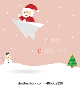 Santa Claus on a paper rocket