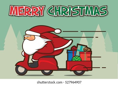 Santa Claus on a red scooter