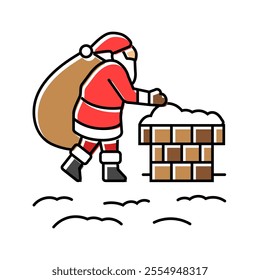 santa claus on a rooftop color icon vector. santa claus on a rooftop sign. isolated symbol illustration