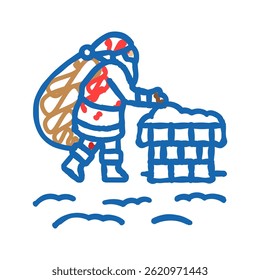 santa claus on a rooftop doodle icon sketch vector. santa claus on a rooftop sign. isolated symbol illustration