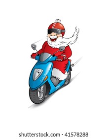 Santa Claus on a scooter
