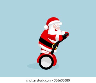 Santa Claus on the segway. Vector illustration