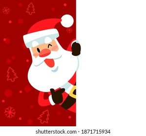 Weihnachtsmütze auf der Seite, die auf einen leeren Raum mit Weihnachtsgeschmack zeigt. Weihnachtsgeschenk.
