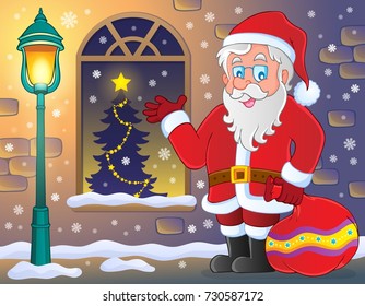 Santa Claus sobre el tema de la acera - ilustración vectorial eps10.