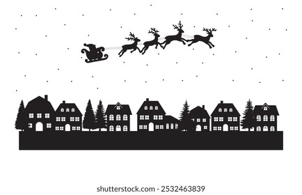 Santa Claus on the sky in winter season. Merry Christmas and Happy New Year. paper art design. Vector EPS 10.	
