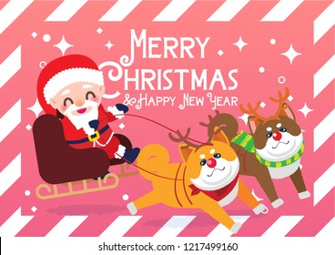 santa claus on the sledge illustration vector