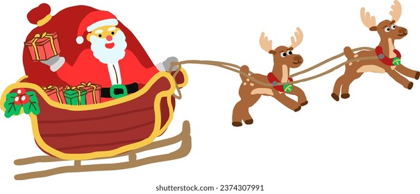 santa claus on sledge with reindeers