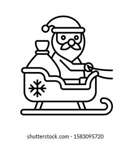 Santa claus on sledge vector, Christmas day related line icon