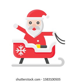 Santa claus on sledge vector, Christmas day related flat icon