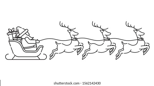 Santa Sleigh And Reindeer Drawing - How To Draw Santas Sleigh Easy Step