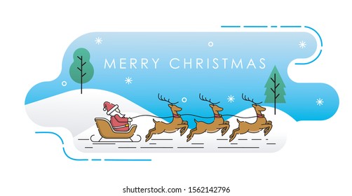 Santa Claus on a sleigh with deer vector illustration isolated on white background. Christmas Santa Claus in trendy flat design style. Santa Claus vector icon modern and simple flat symbol for graphic
