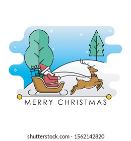 Santa Claus on a sleigh with deer vector illustration isolated on white background. Christmas Santa Claus in trendy flat design style. Santa Claus vector icon modern and simple flat symbol for graphic