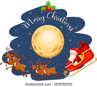 Santa Claus on the sleigh in the sky at night illustration